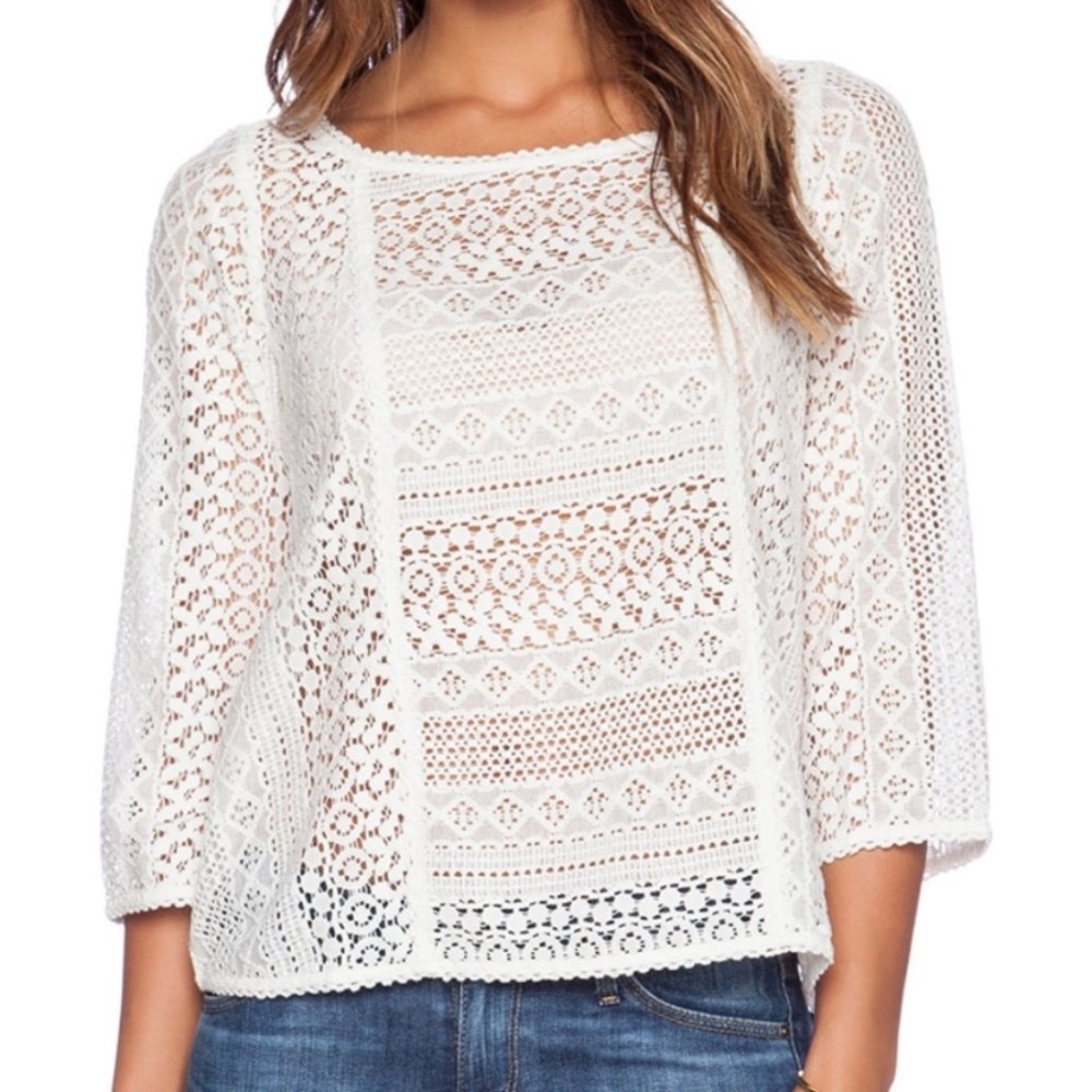 Joie white Tulia lace top
